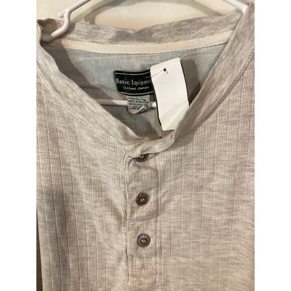 2545 Basic Equipment Vintage Mens Long Sleeve Polo Shirt Light Gray Size Large - Picture 3 of 3